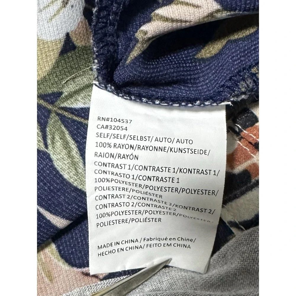 Tiny Anthropologie Zuma Navy Blue Gray Bird Floral Print Tank Top Blouse Size XS